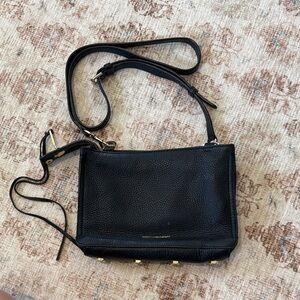 Rebecca Minkoff Black Leather Crossbody Bag with Gold Studs